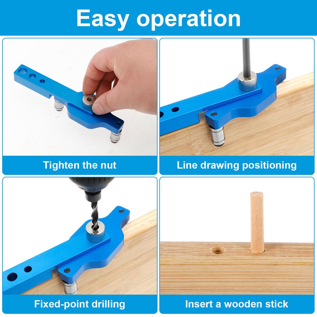 Dübelbohrlehren-Set Selbstzentrierende Dübelbohrlehre Präzise Holzverbindungen Bohrhilfe Lochstanzer Aluminiumlegierung Holzbearbeitung Bohrlokator