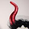 Lace Trim Halloween Cow Horns Headband Fashion Red Rose Headband Sheep Horn Headband  Costume Party