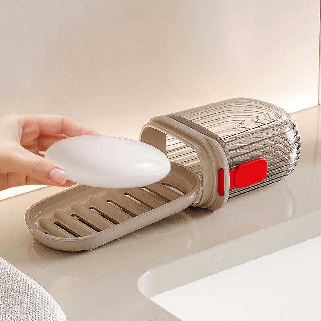 Travel Soap Case PET Leakproof Portable Soap Container with Lid Draining Tray for Traveling Camping Gym