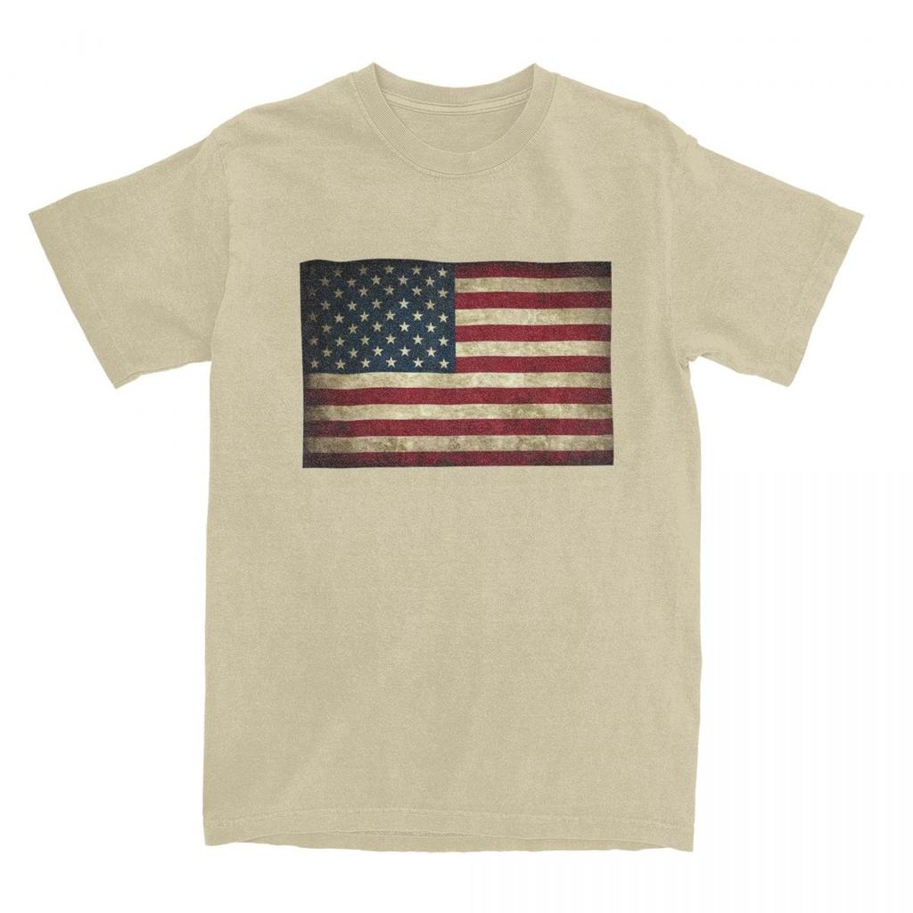 US Flagge Vintage Design Flagge 4. Juli T-Shirt Erwachsene Lustig 100 Baumwolle T-Shirts Sommer O-Ausschnitt Mode T-Shirts Günstige Übergroße Oberteile