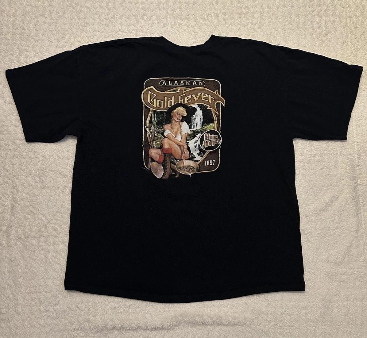 

Y2K 00s Alaskan Gold Fever Claim Jumper Hot Chick Men’s T Shirt Size 2XL Black M