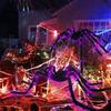 8 Modes Luminous Halloween Spider Glow Scary Giant Spider Practical LED Spider Net  Garden Yard