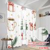 2pcs,2D Plane Printing Curtain Fabric Christmas Tree Bow Gift Snowflakes (2) Versatile Polyester Fabric (without Rod)