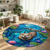 Ocean Sea (14) Theme Round Crystal Velvet Rug Custom Name Text Personalized Floor Mat Home Decor Non Slip Crystal Carpet