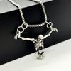 Vintage Halloween Punished Man Skull Pendant Necklace Punk HipHop Metal Skeleton Hanging Crucifixion Necklace Party Jewelry