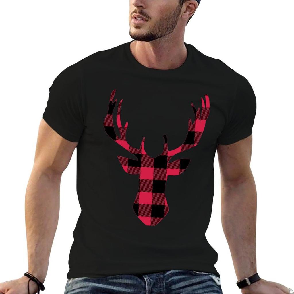 Buffalo Plaid Deer Head T-Shirt man t shirt luxury man t shirt designer t shirt man plain T-shi