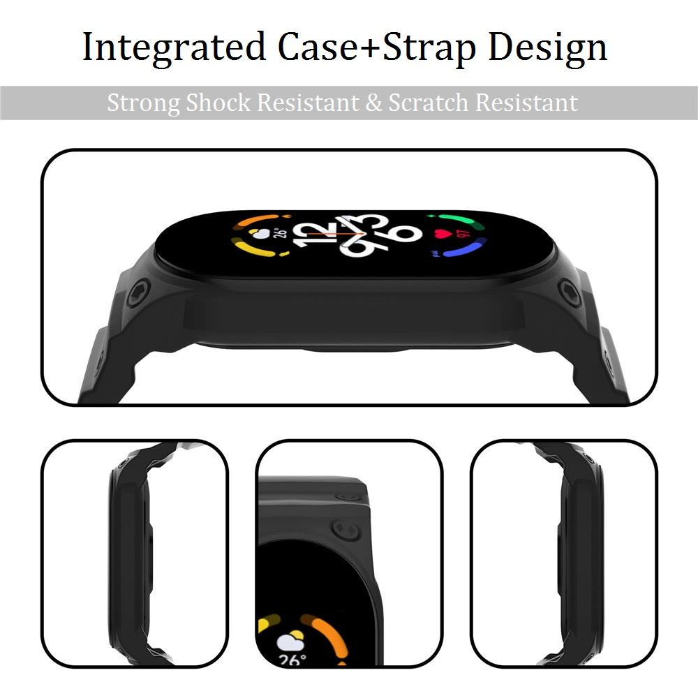 For Xiaomi Band 7 Rugged Armor Integrated Case+Strap for Mi Band 6/5 All-round Protection TPU Watch Strap Cover Replacement Bracelet