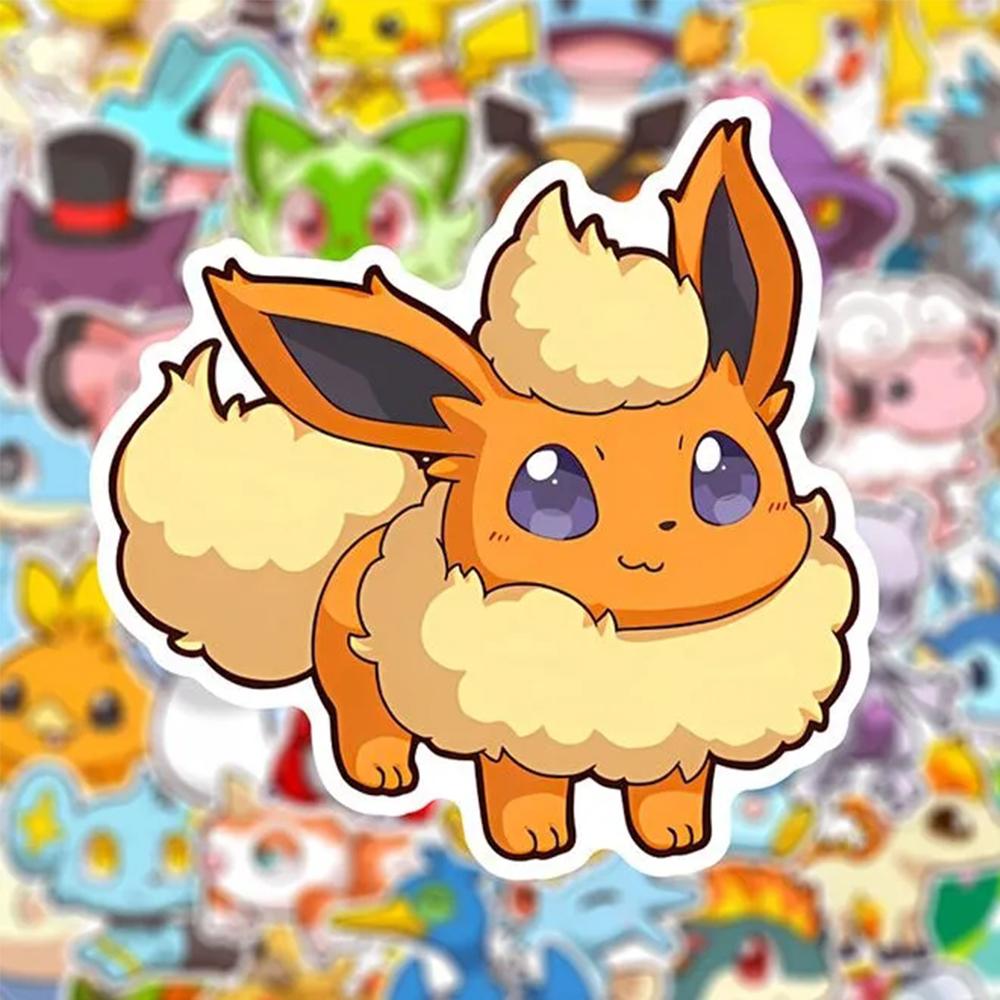 10/30/50pcs Kawaii Anime Stickers Cartoon Q Version Sticker Skateboard Phone Suitcase Cute Pikachu Psyduck Decals Toys