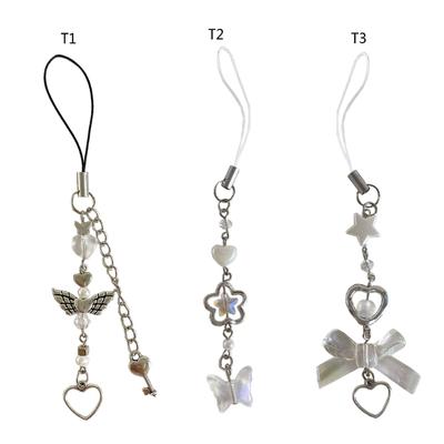 Phone Strap Y2K Phone Charm Keychain Star Bowknot Butterfly Keychain for Women Girls Halloween Handmade Jewelry Ornament