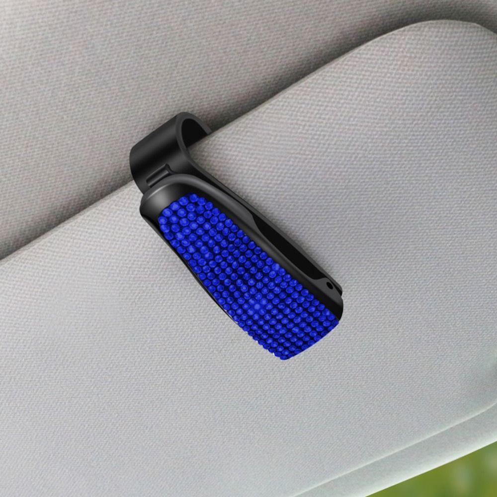 

Crystal Car Sunshade Glasses Case Rhinestone Sun Visor Mount Gift Sunglasses Clip Women синий