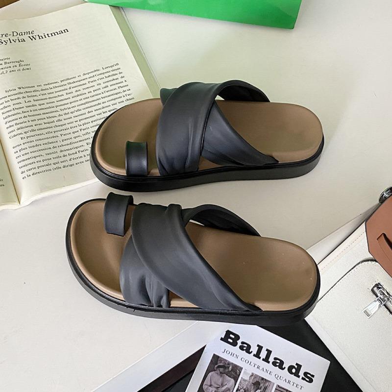 thick-soled toe slippers women's summer new beach wear cross-strap fashion casual versatile soft-soled sandals