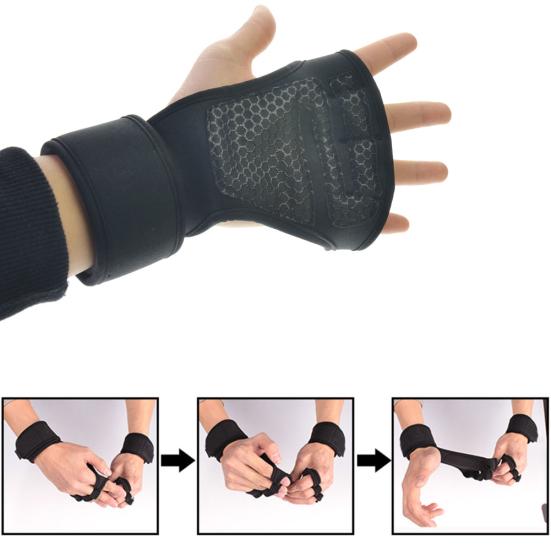 Men Women Gym Fitness Weightlifting Half Finger Anti-skid Glove with Wrist Wrap