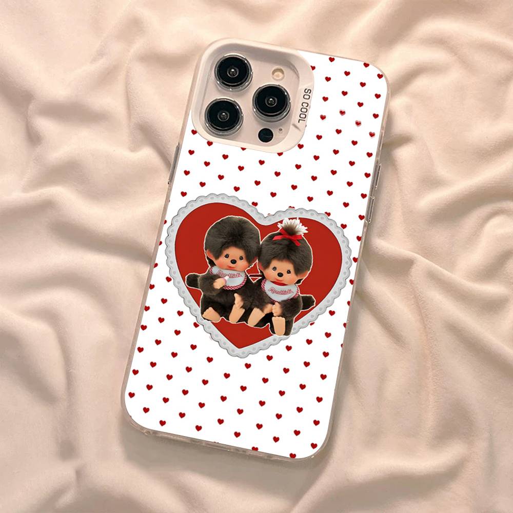 Cute M-monchhichis-s Phone Case For IPhone 17 16 15 14 11 12 13 Pro Max Plus Pro Colored Silver Cover