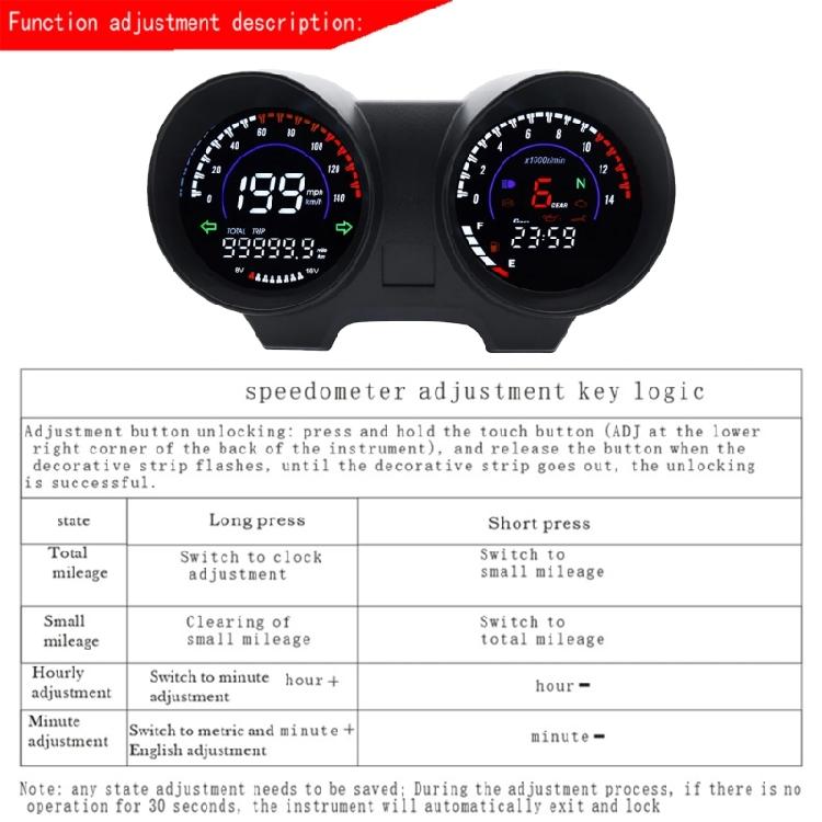 Digital LCD Odometer Dashboard Speedometer Motorbike Instrument Fuel Level Meter