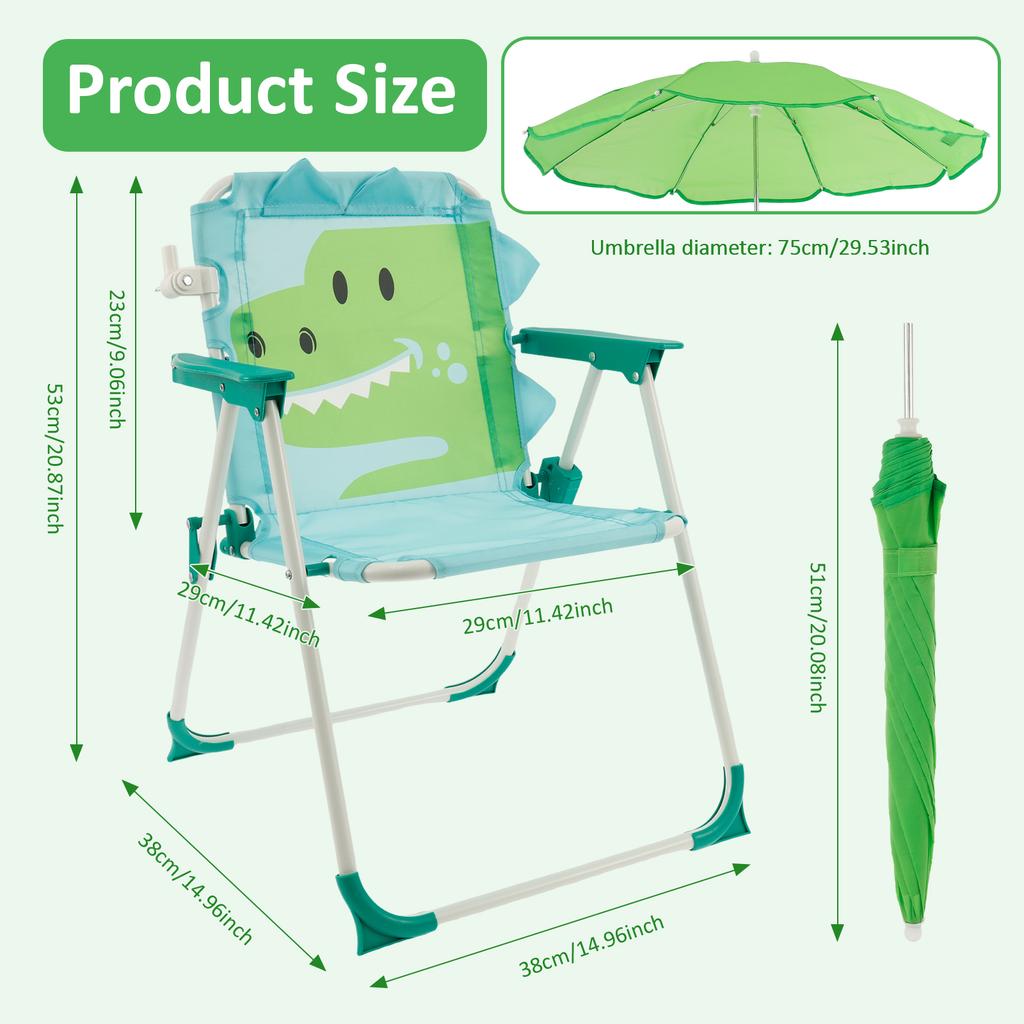 Kids Folding Beach Chair With Sun Umbrella Outdoor Lightweight Travel Picnic Child Camping Chair Wind Resistant Beach Lounger