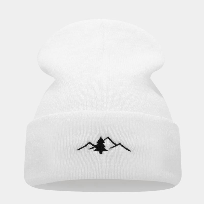 Hot Sale New Mountain Embroidery Outdoor Knitted Cold Hat Couple Autumn and Winter Warm Ear Protector Knitted Hat