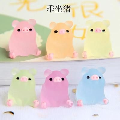 5pcs/10pcs/20pcs Miniature Resin Animal Model Piggy Night Light Car Dashboard Decoration DIY Dollhouse Accessory Home