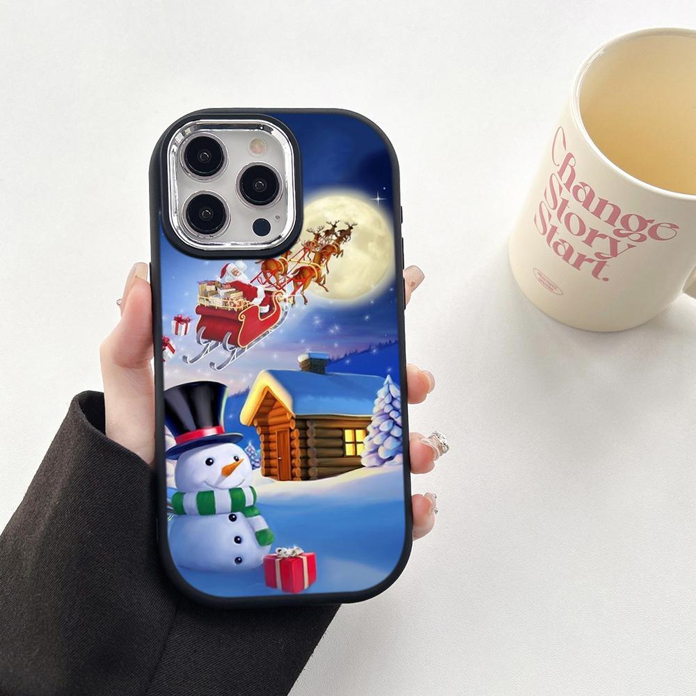 N103 Capodanno Buon Natale desig art Custodie Morbide per Telefono per Samsung S24 S23 Plus A15 A35 A54 Infinix Hot40i Bordo Placcato Protezione Fotocamera Cover Posteriore
