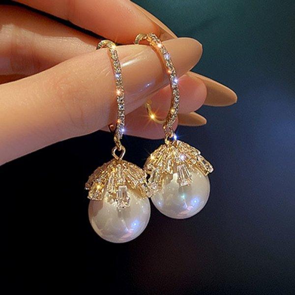 Korean New Black Round Rhinestone Drop Earrings for Women Shining Zircon Geometric Dangle Earring Female Temperament Jewelry