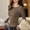 Micro-rolled Edge Senior Long-sleeved T-shirt Women's New Fall Slim-fit Inside with A Base Shirt Top