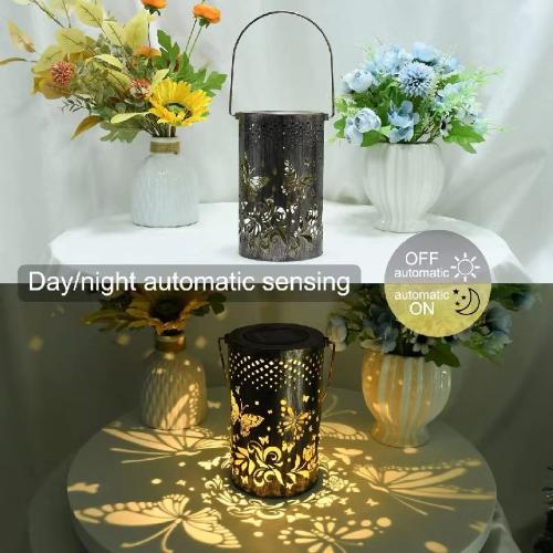 New Type of Solar Butterfly Lamp, Iron Hollow Lantern, Outdoor Waterproof Courtyard Decoration, Solar Projection Lamp