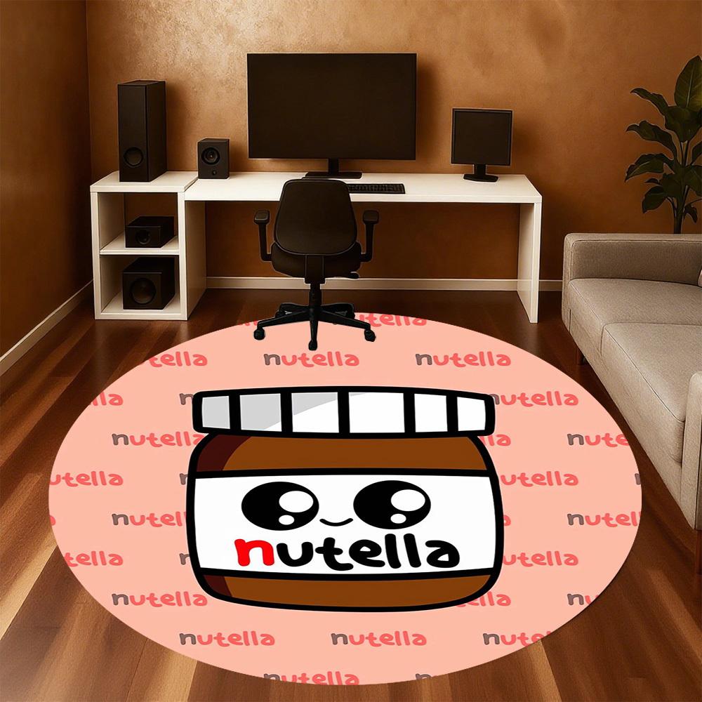 1pc Nutella Round Chair mat Area Rug - Non-Slip, Floor Mat for Office, Bedroom, home decor Christmas Gift p0811209