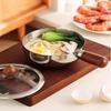 17Cm Single-Person Pot Stainless Steel Bowl Walnut Wood Handle Fruit Salad Yogurt Bowl Restaurant Breakfast Cooking Tool