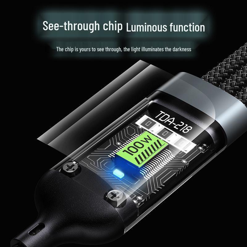 100W Rapid Charge 3-in-1 Transparent Cable for Apple and Huawei