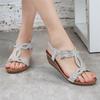 Women's Shoes Summer New Bohemia Wedge Women Sandals Rhinestone Woman Flip Flops Vintage Women Shoes Beach