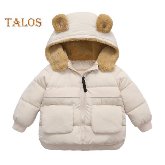 

Дитяче зимове пальто у формі ведмедика з товстим флісом і капюшоном. Дитяче термобавовняне пальто з кишенями для шкільного повсякденного життя. Подорожі. 110cm