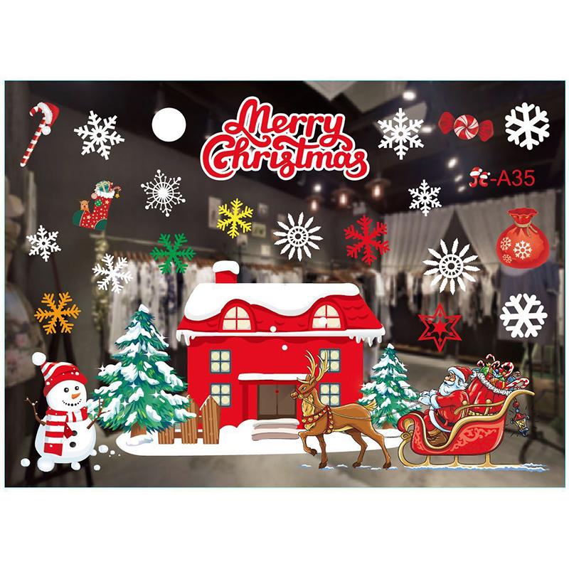 Electrostatic Christmas Window Decal Sticker No Trace Xmas Window Clings Glass Decor No Glue Residue Multi Patterns
