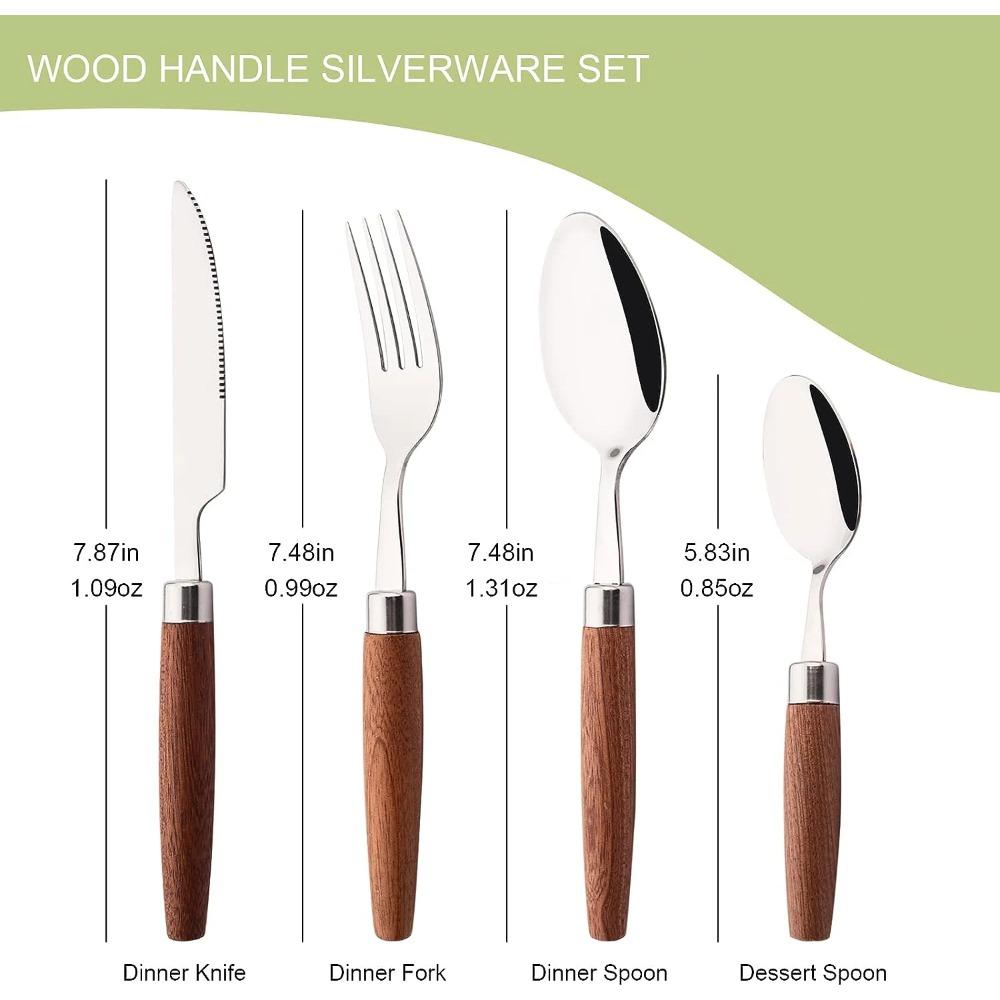 8/16/24 Stück 304 Edelstahl Imitation Holzgriff Besteckset Geschirr Westliches Tafelgeschirr Messer Gabel Teelöffel Silberware