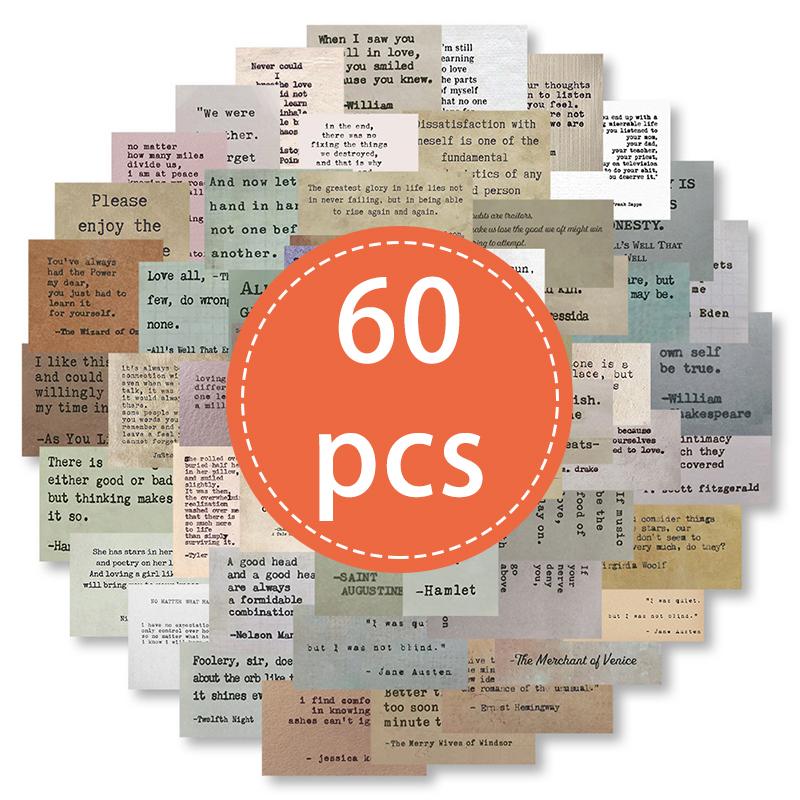 50PCS Retro Typewriter Style Motivational Quotes Stickers Inspirational Vintage Journaling Stickers Scrapbooks Bottles Computer