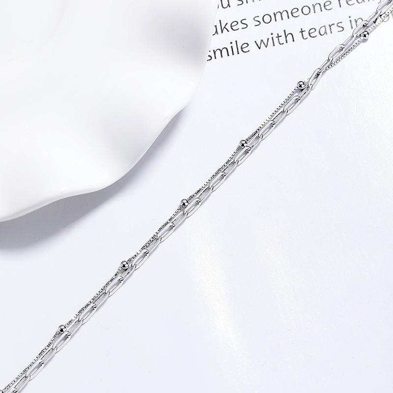 925 Silber Galvanisiert Doppellagige Kette Armband Ins Nischenschmuck Damen Hochwertig Minimalistisch Geometrisch Perlen Mode