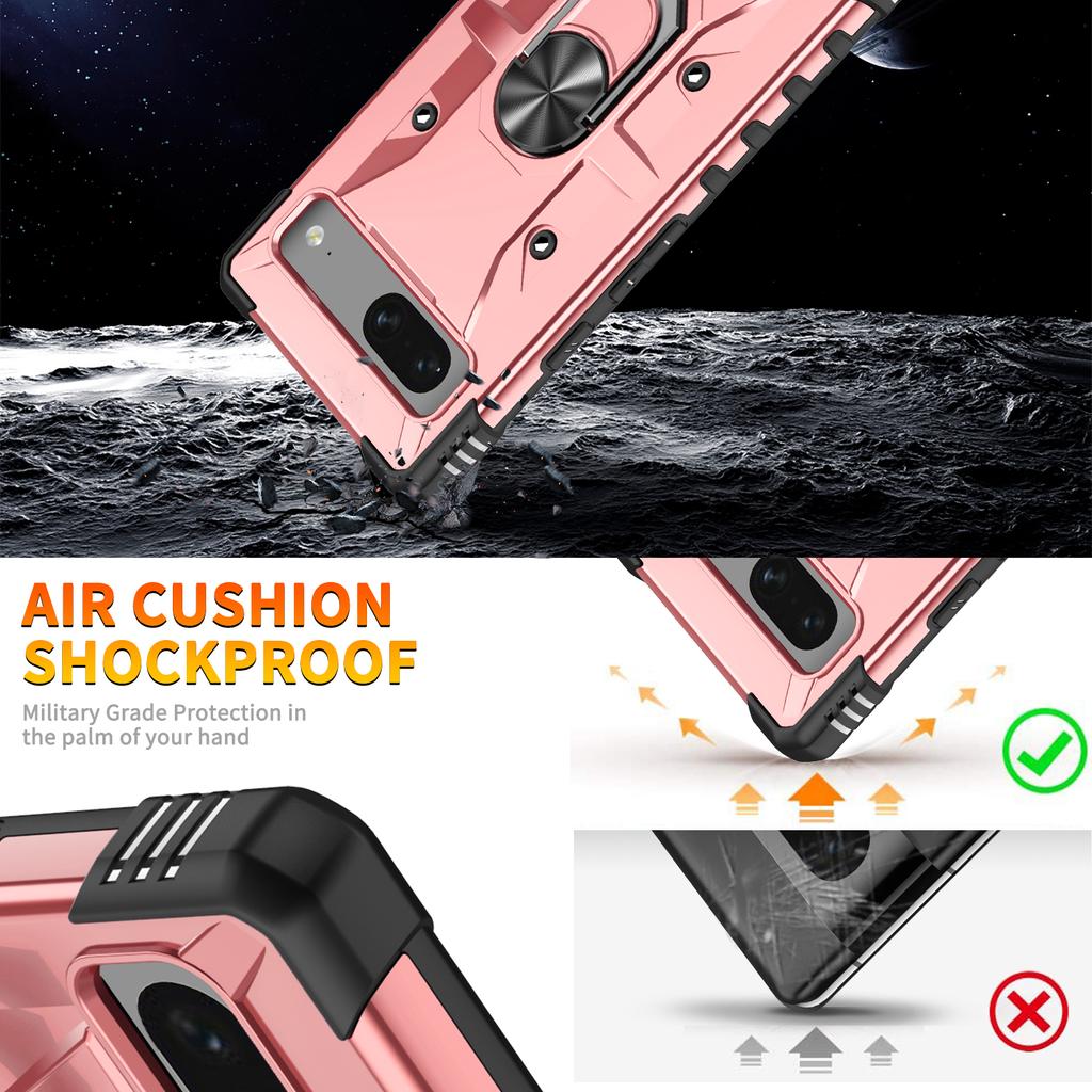 For Google Pixel 7 5G TPU+PC Dual Layer Phone Case Ring Holder Kickstand Protective Cover