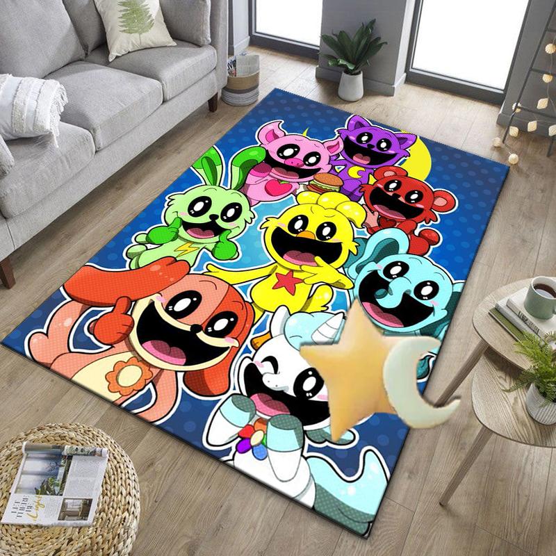Happy smiling Cartoon Characters Office Rug Chair Mat, Game Carpet, Suitable for Front Door, Bedroom, Living Room, Desk, Holiday Gift