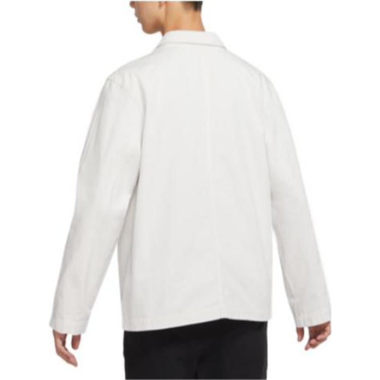 Nike Solid Color Pocket Flap Shirt Jacket Men Outerwear White DQ5185-030