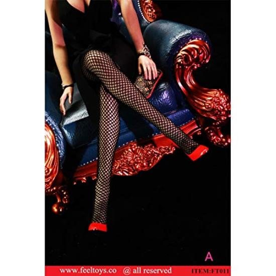 Ciorapi Sexy Negri din Plasă pentru Figurine de Acțiune la Scară cu TBLeague și Pantofi Nu [TOYBARJAPAN] Femei 1/6 (Corp compatibil) (Corp,
