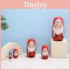 Wooden Matryoshka Santa Dolls With Christmas Ornament And Modern Scandinavian Style For Holiday Decor