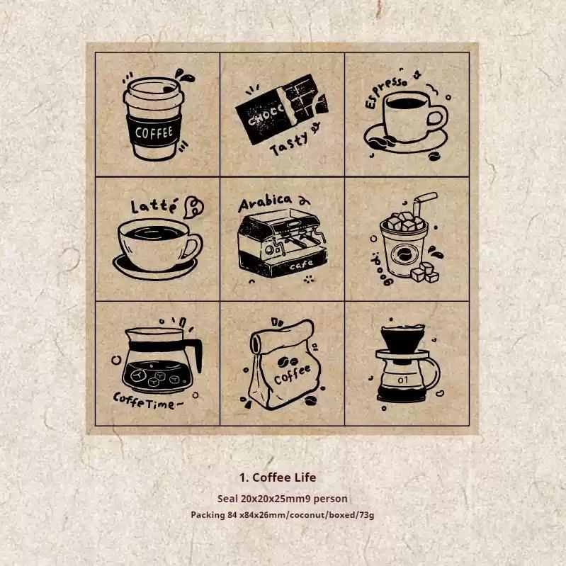 Scatola Set di Sigilli in Legno Stile di Vita Raffinato e Scintillante Tè Retro Versatile Vita Quotidiana Pratico Timbro per Stampa per Diario Manuale