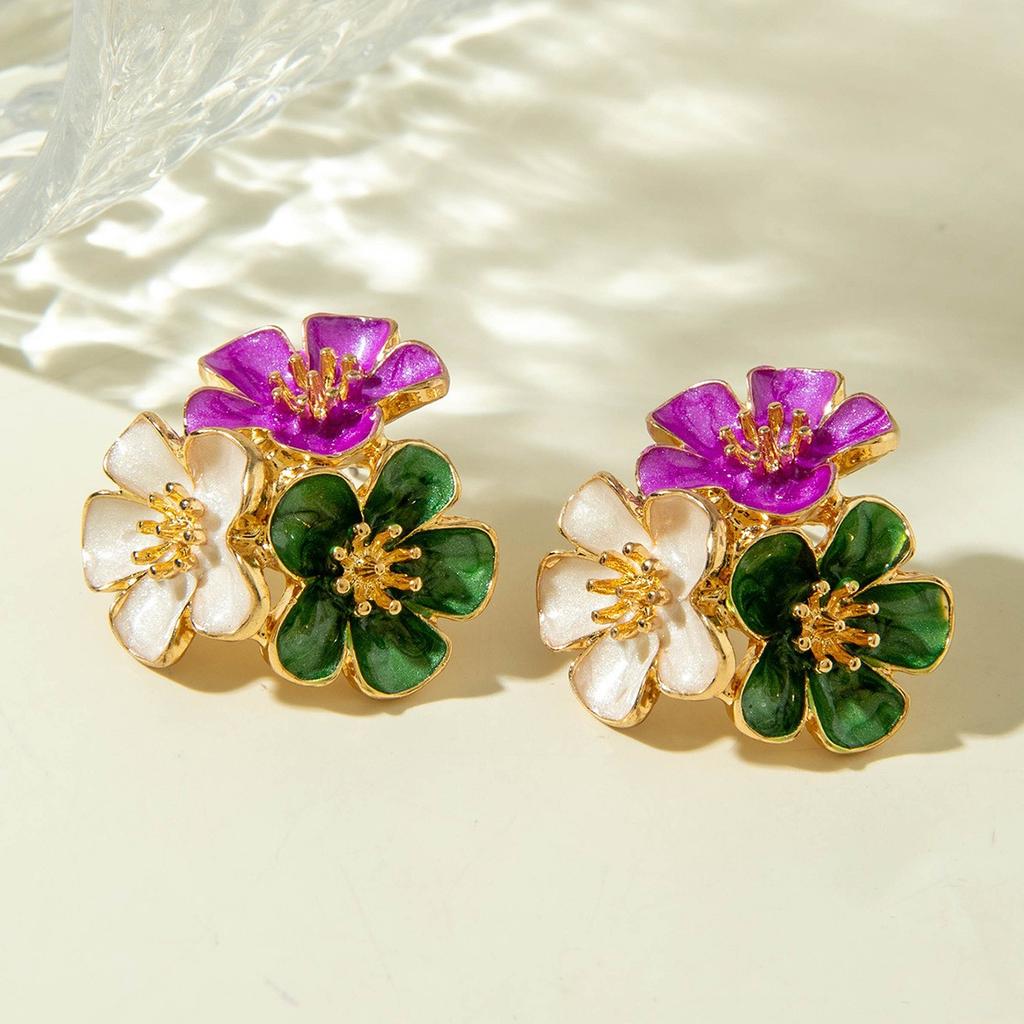 New Fashion Sweet Design Spring/Summer Oil Dripping Enamel Flower Light Luxury High End Earrings Party Gifts for Women Jewelry