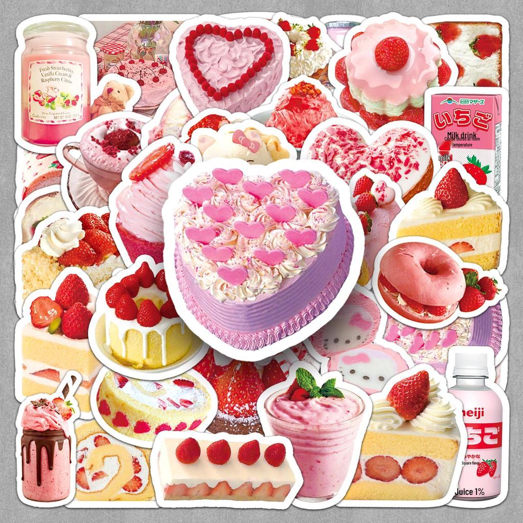 50PCS INS Style Cute Cake & Dessert Stickers - Delicious Food & Small Mochi Design for Stationery Decoration