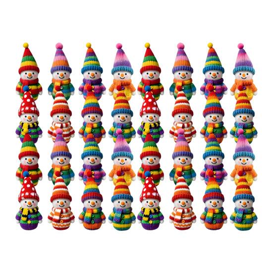 Colorful Snowman Hanging Decorations Wooden 2D Flat Snowman Ornaments Christmas Tree Decorations for Festive Holiday Gift Box Wreath Garland