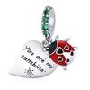 WOSTU 925 Sterling Silver Ladybug Series Charm Zircon Enamel Bead Silver 925 Pendant Fit Original Bracelet Insect Jewelry