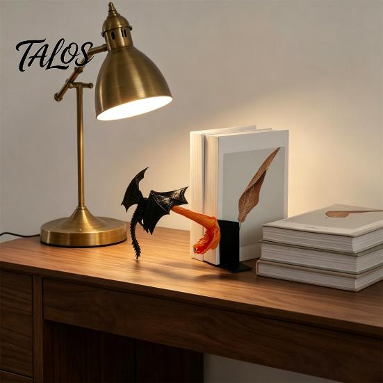 Feuerspeiende Drachenfigur für Schreibtisch Bücherregal Dekoration, 3D-gedruckter Drache, Fantasy Flug Sammlerstücke Thema Dekorationen Skulptur Haus
