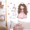 Prinses Katje met Hart Muursticker Dromerig Zoet Zelfklevende Decoratie voor Kinderkamer Woonkamer Kinderkamer Muurkunst