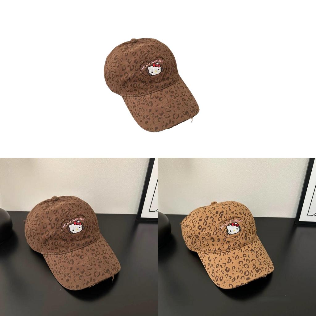 Cat Leopard Print Embroidered Baseball Cap With Adjustable Fit For Summer Sun Protection