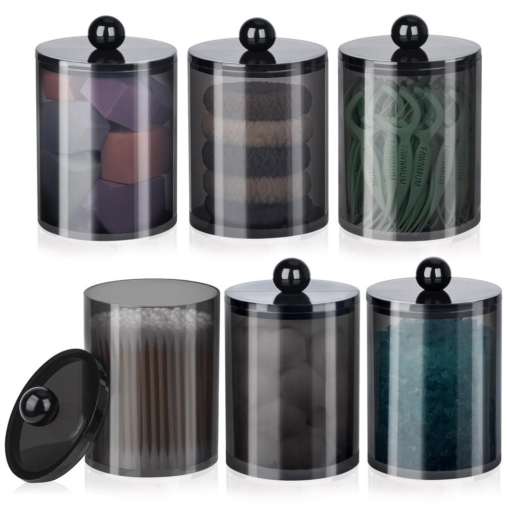 Qtip Holder-10 oz, Qtip Holder Dispenser for Bathroom Canister Storage Organization, Vanity Makeup Organizer, for Cotton Ball