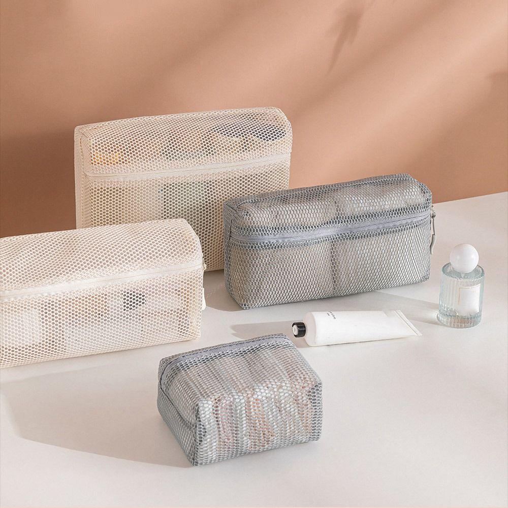 Casual Nylon Storage Pouch Hand-held With Zipper Cosmetic Bag Multipurpose Mesh Toiletry Wash Bags Travel