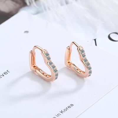Pendientes de aro con forma de corazón de plata de ley 925 con circonitas brillantes para mujer, pequeños pendientes para regalo de fiesta S-E1069